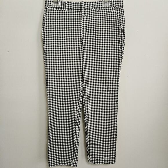 GAP Slim City Crop Pants size 6 Black White Checked 25" inseam Pockets women's - Picture 1 of 13